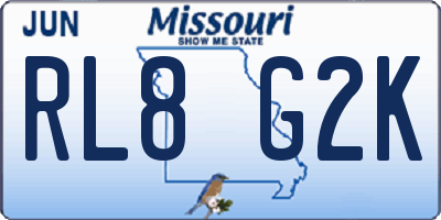 MO license plate RL8G2K