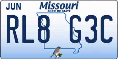 MO license plate RL8G3C