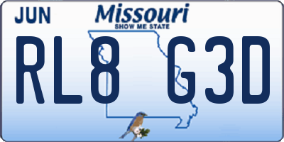 MO license plate RL8G3D
