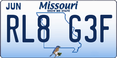 MO license plate RL8G3F