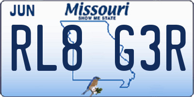 MO license plate RL8G3R
