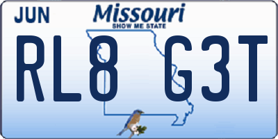 MO license plate RL8G3T