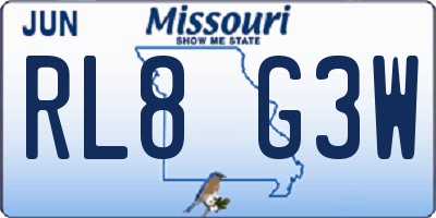 MO license plate RL8G3W
