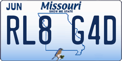 MO license plate RL8G4D