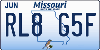 MO license plate RL8G5F