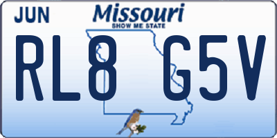 MO license plate RL8G5V