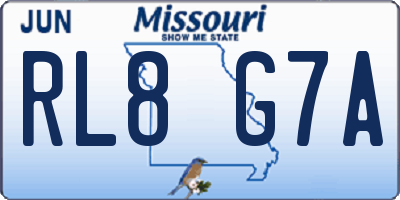 MO license plate RL8G7A