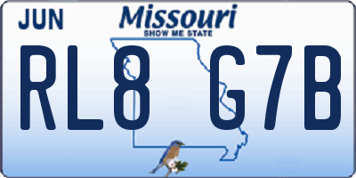 MO license plate RL8G7B