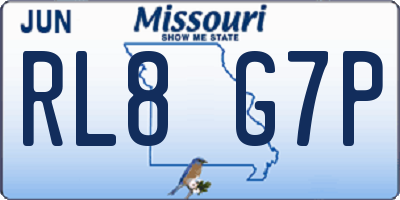 MO license plate RL8G7P
