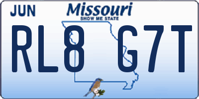 MO license plate RL8G7T