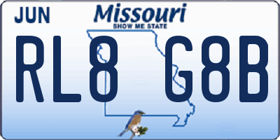 MO license plate RL8G8B