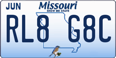 MO license plate RL8G8C
