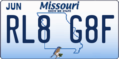 MO license plate RL8G8F