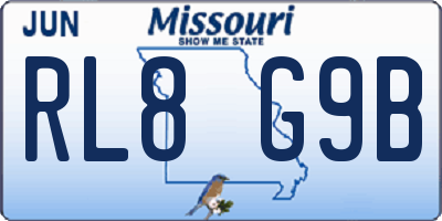 MO license plate RL8G9B
