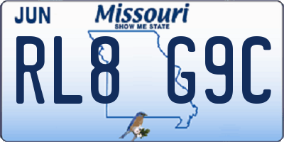 MO license plate RL8G9C