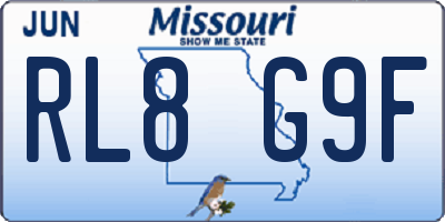 MO license plate RL8G9F