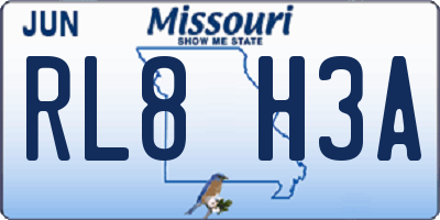 MO license plate RL8H3A
