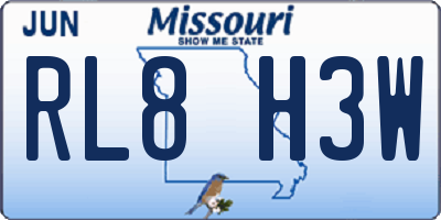 MO license plate RL8H3W