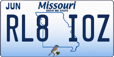 MO license plate RL8I0Z