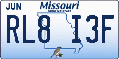 MO license plate RL8I3F