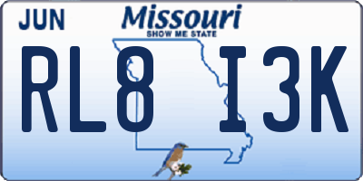 MO license plate RL8I3K