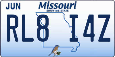 MO license plate RL8I4Z