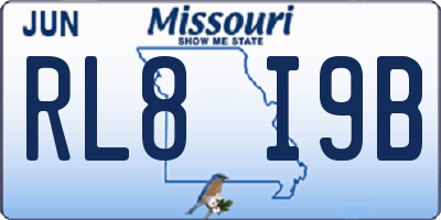 MO license plate RL8I9B