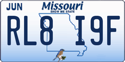 MO license plate RL8I9F