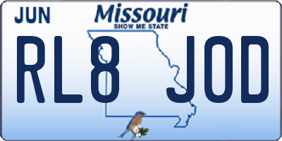 MO license plate RL8J0D