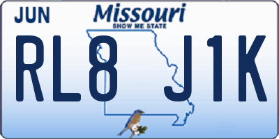 MO license plate RL8J1K