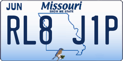 MO license plate RL8J1P