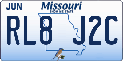 MO license plate RL8J2C
