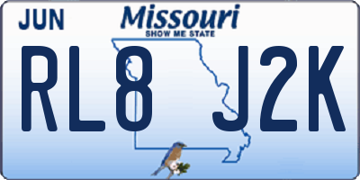 MO license plate RL8J2K