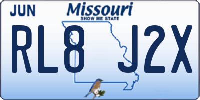 MO license plate RL8J2X