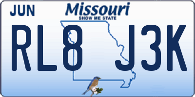 MO license plate RL8J3K