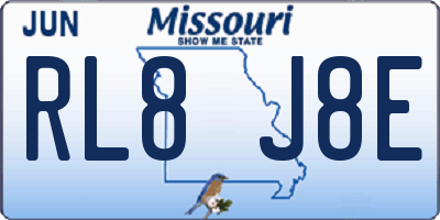 MO license plate RL8J8E