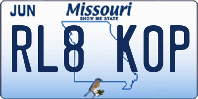 MO license plate RL8K0P