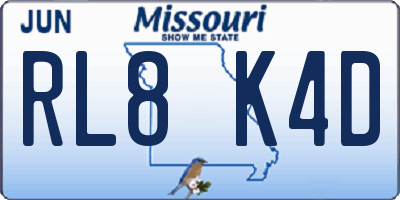 MO license plate RL8K4D
