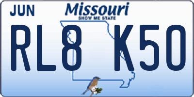 MO license plate RL8K5O