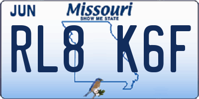 MO license plate RL8K6F