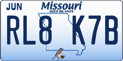 MO license plate RL8K7B