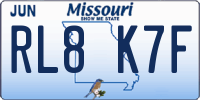 MO license plate RL8K7F