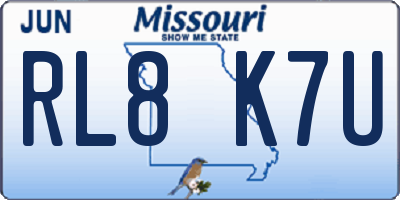 MO license plate RL8K7U