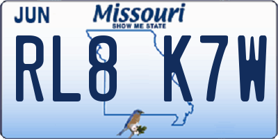 MO license plate RL8K7W