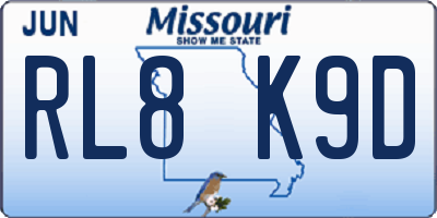 MO license plate RL8K9D