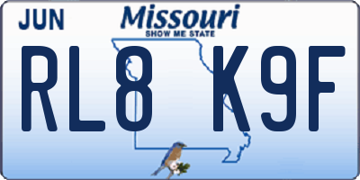 MO license plate RL8K9F