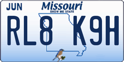 MO license plate RL8K9H