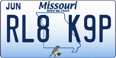 MO license plate RL8K9P