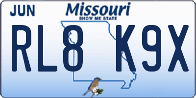 MO license plate RL8K9X