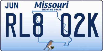 MO license plate RL8O2K